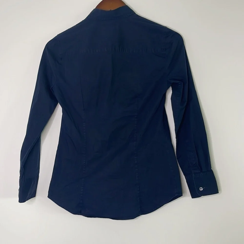 J. Crew Navy Cotton Stretch Perfect Fitted Oxford XSP